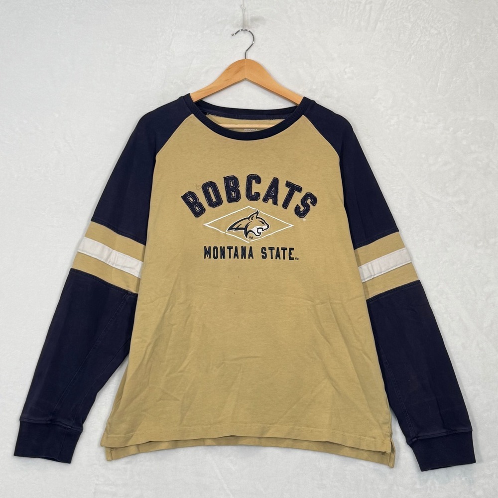 Tan and Navy Montana State Bobcats Long Sleeve Shirt XL